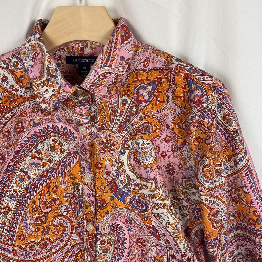 COPY - Land’s End Pink Paisley Button Up Dress Size 10